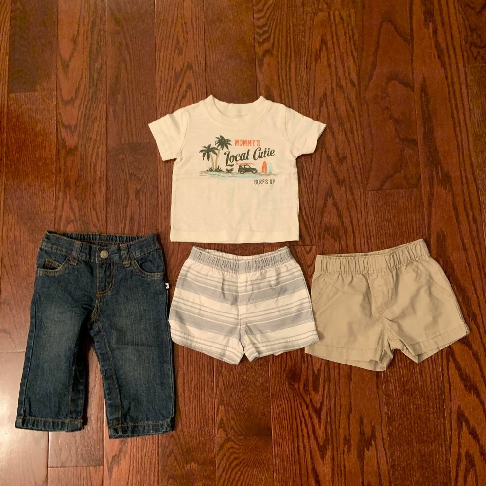 Carters mix and match 2 shorts and jeans with tee